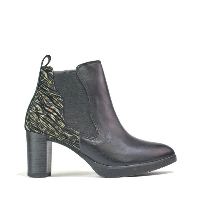 Women Chelsea Boots with Heel Black PU