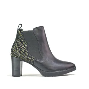Women Chelsea Boots with Heel Black PU