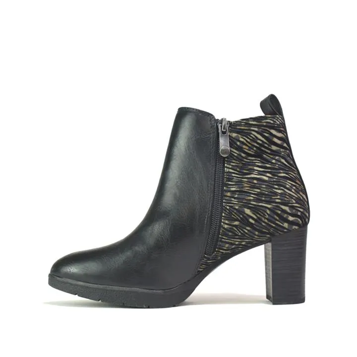 Women Chelsea Boots with Heel Black PU