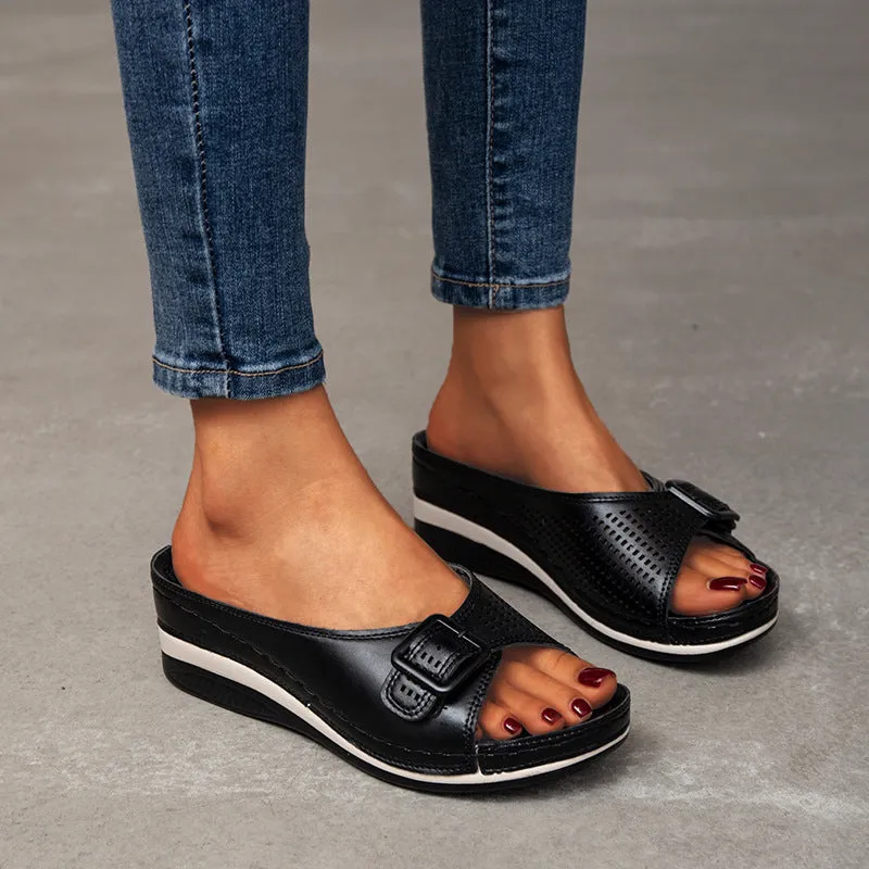 Women Closed Toe Flat Casual Beach Slippers