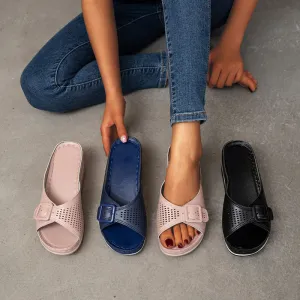 Women Closed Toe Flat Casual Beach Slippers
