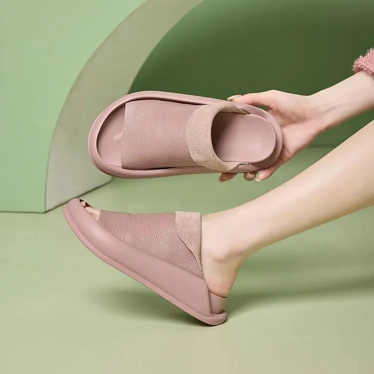 Women's leather flip flops